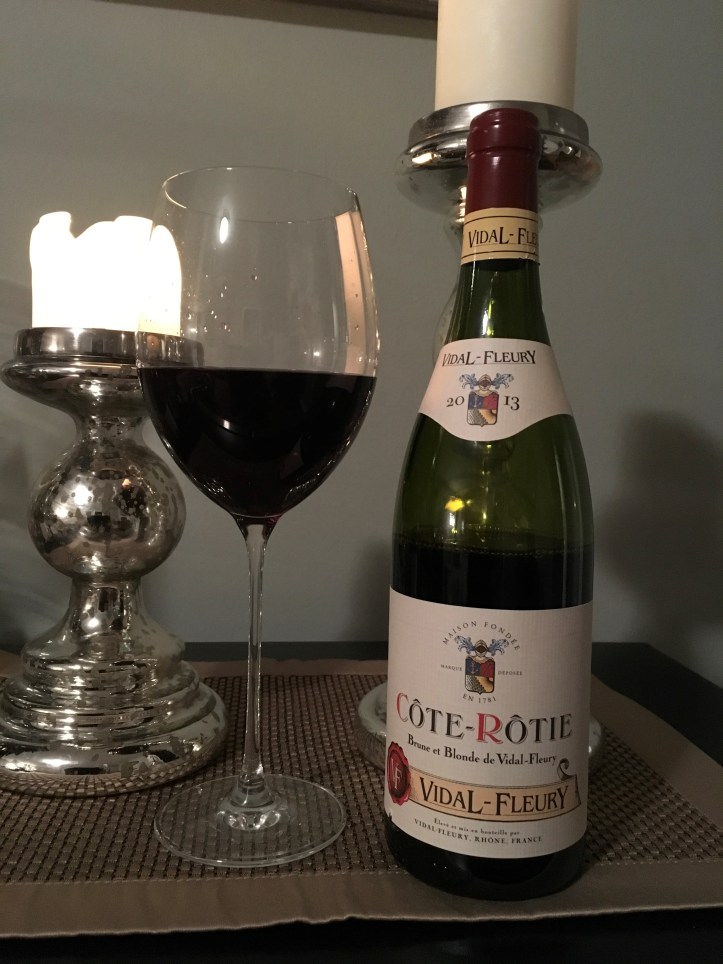 Cote Rotie Bottle and Glass