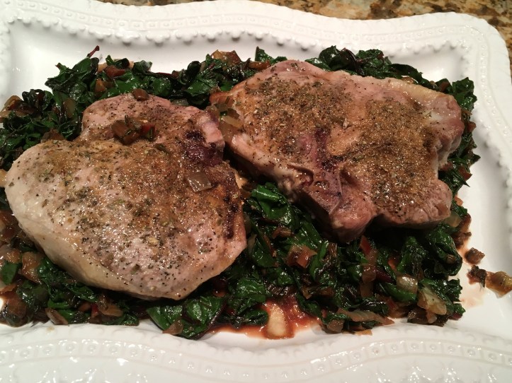 Pork Chops with Red Chard