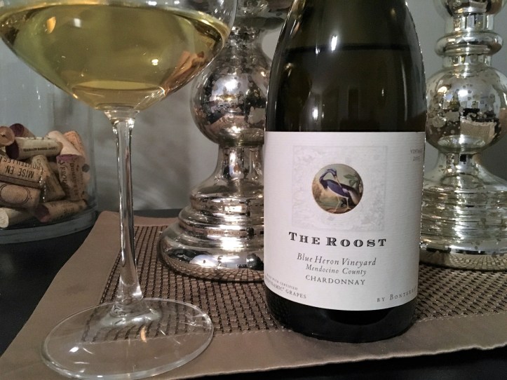 The Roost Chardonnay Bottle and Glass