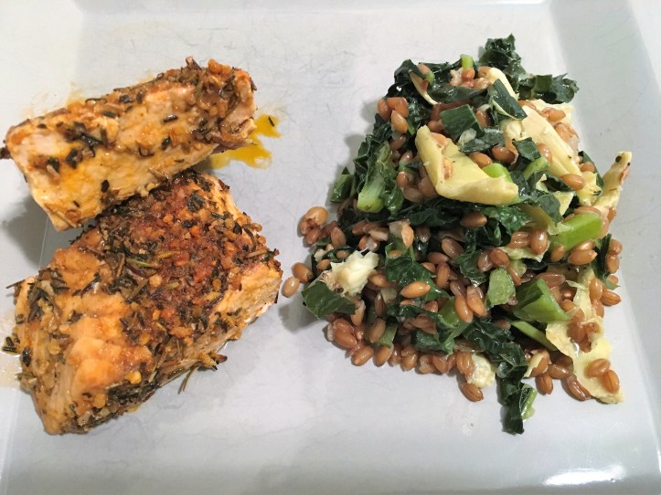 Salmon and Farro Salad Plated