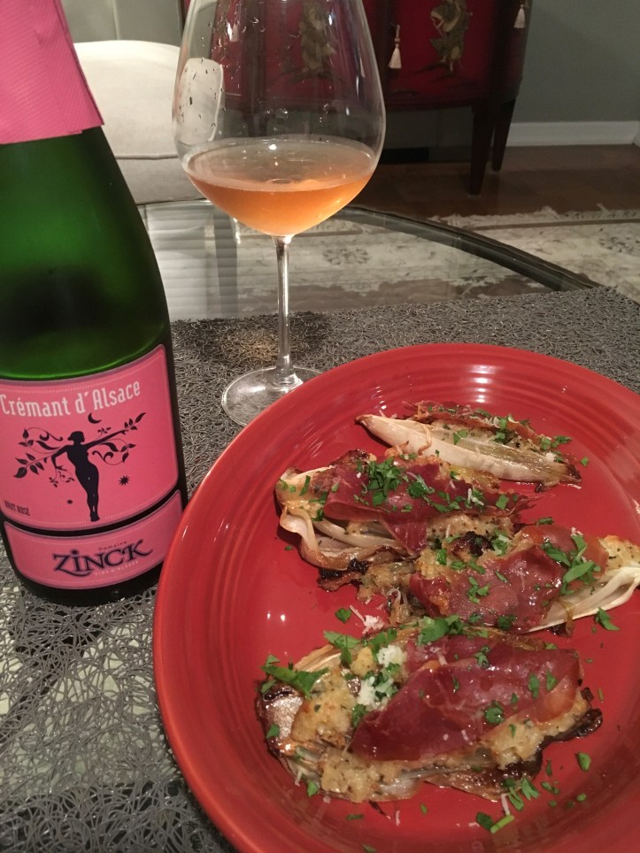 Endive Plated with Cremant Bottle