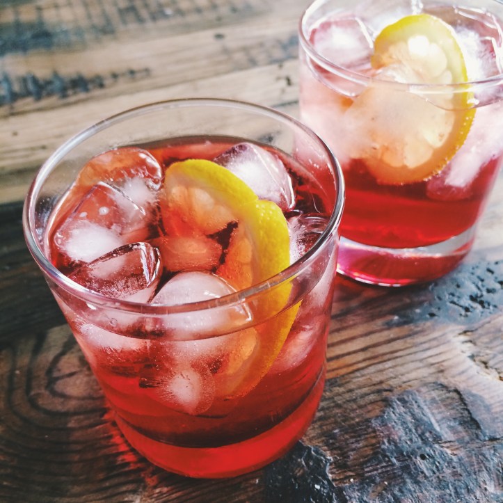 Campari with soda and lemon