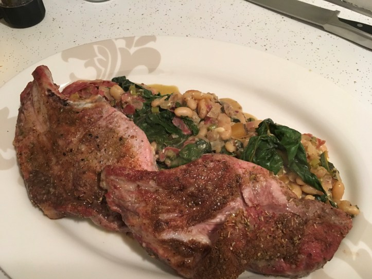 Pork Chops and Chard with Beans