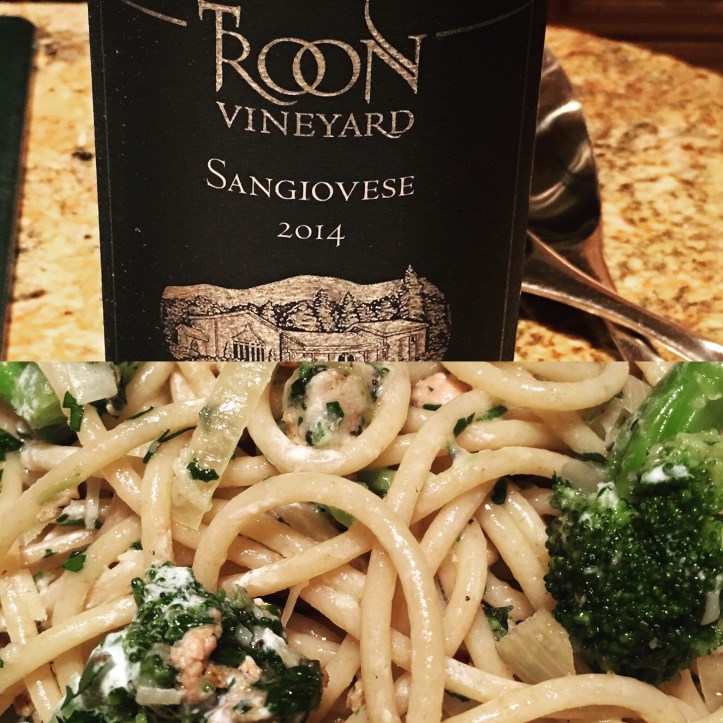 Sangiovese and Pasta Close Up