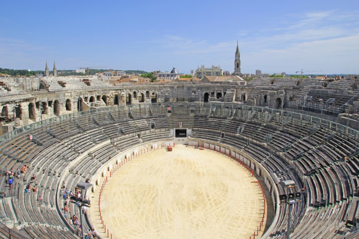 Ancient roman Amphitheater in Nimes, France