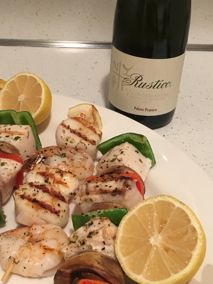 Rustico with Shellfish Kebabs